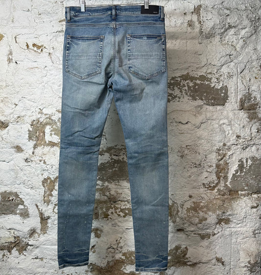 Amiri MX1 Light Blue Paisley Blue Denim Jeans Sz 34
