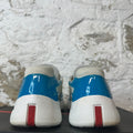 Prada Americas Cup Teal Patent Cream White Sneaker Sz 8.5
