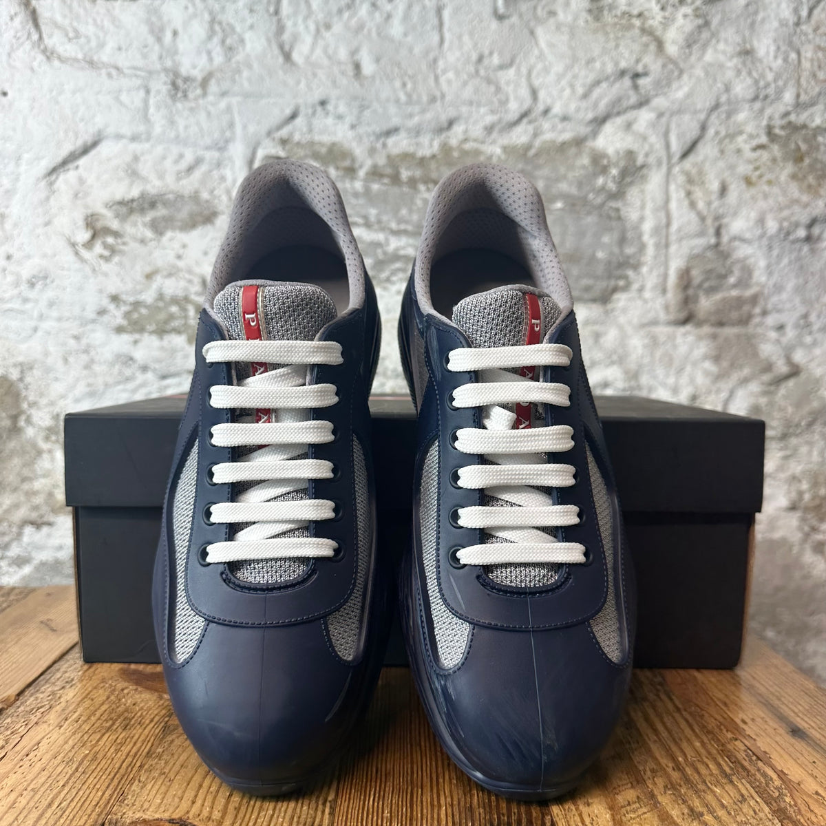 Prada Americas Cup Navy Rubber Sneaker Sz 8 (41)