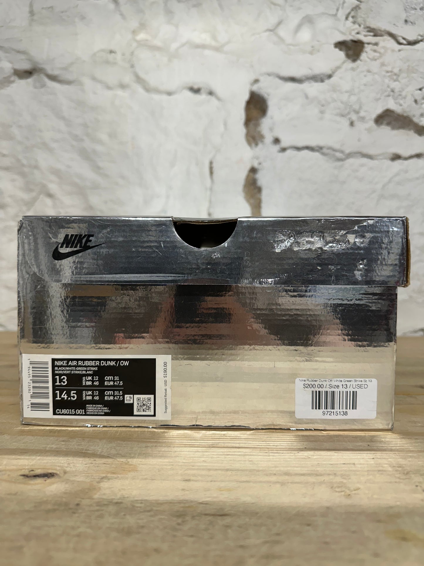 Nike Air Rubber Dunk Off-White Green Strike Sz 13