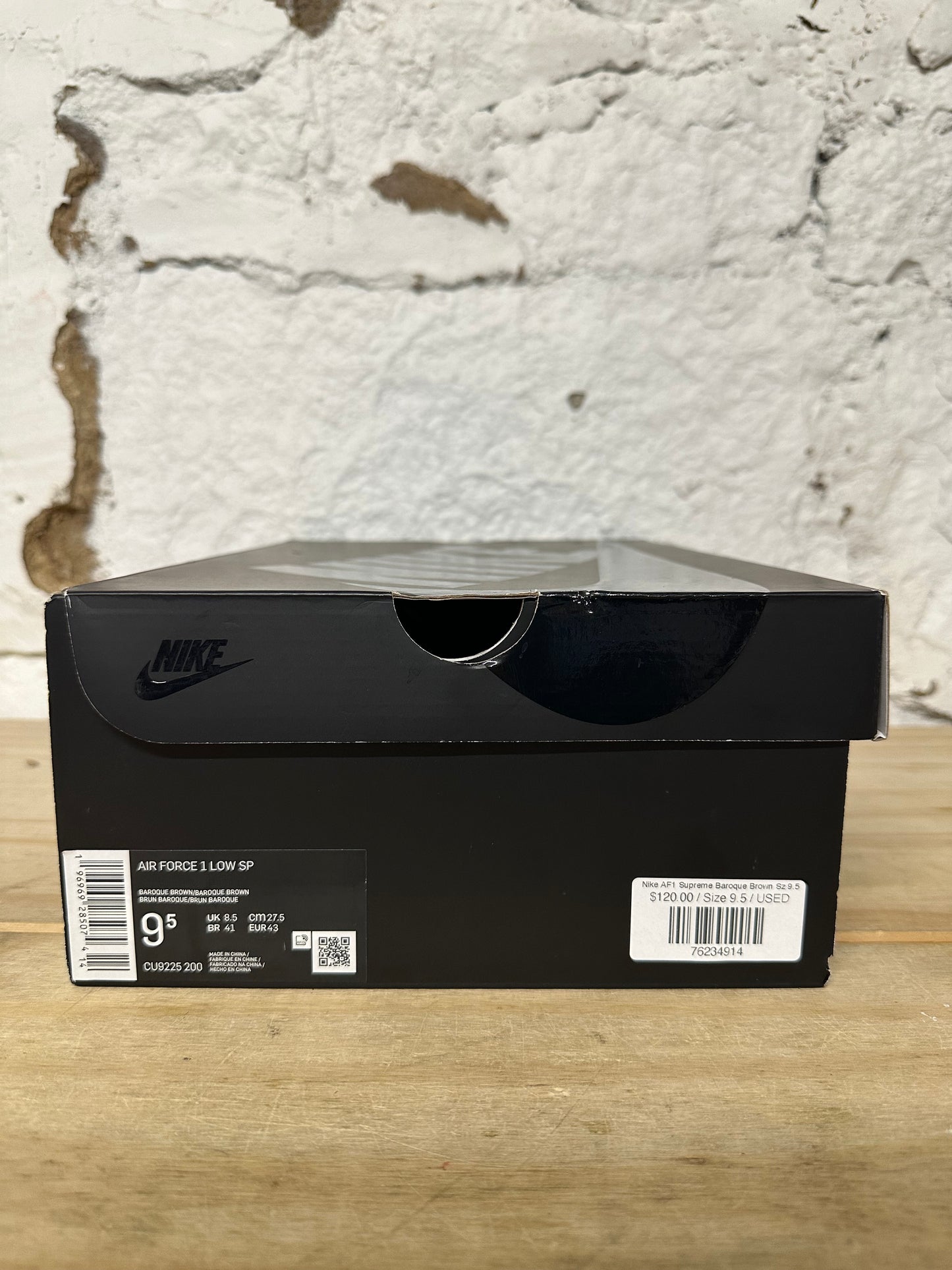 Nike Air Force 1 Low Supreme Baroque Brown Sz 9.5