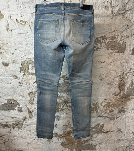 Amiri MX2 Multicolor Flannel Blue Denim Jeans Sz 36