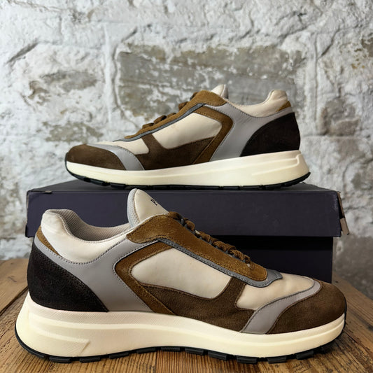 Prada Scamosci Colorblock Brown White Runner Sneaker Sz 9