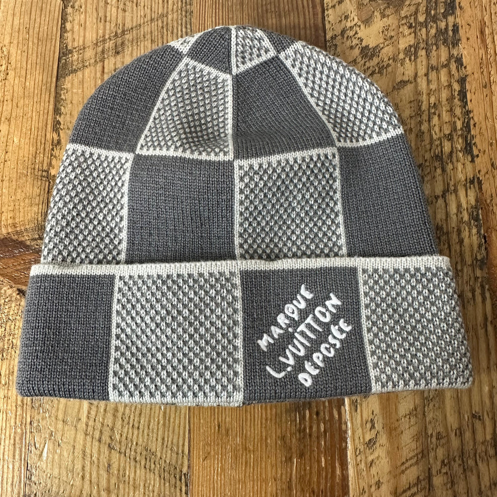 Louis Vuitton Grey Damier Heritage Beanie W/ Box