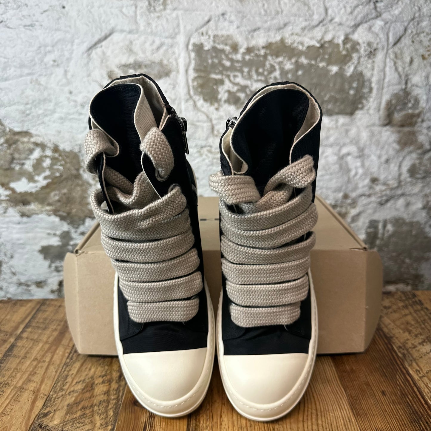 Rick Owens High Jumbo Lace Black Milk Sneaker Sz 10 (43)
