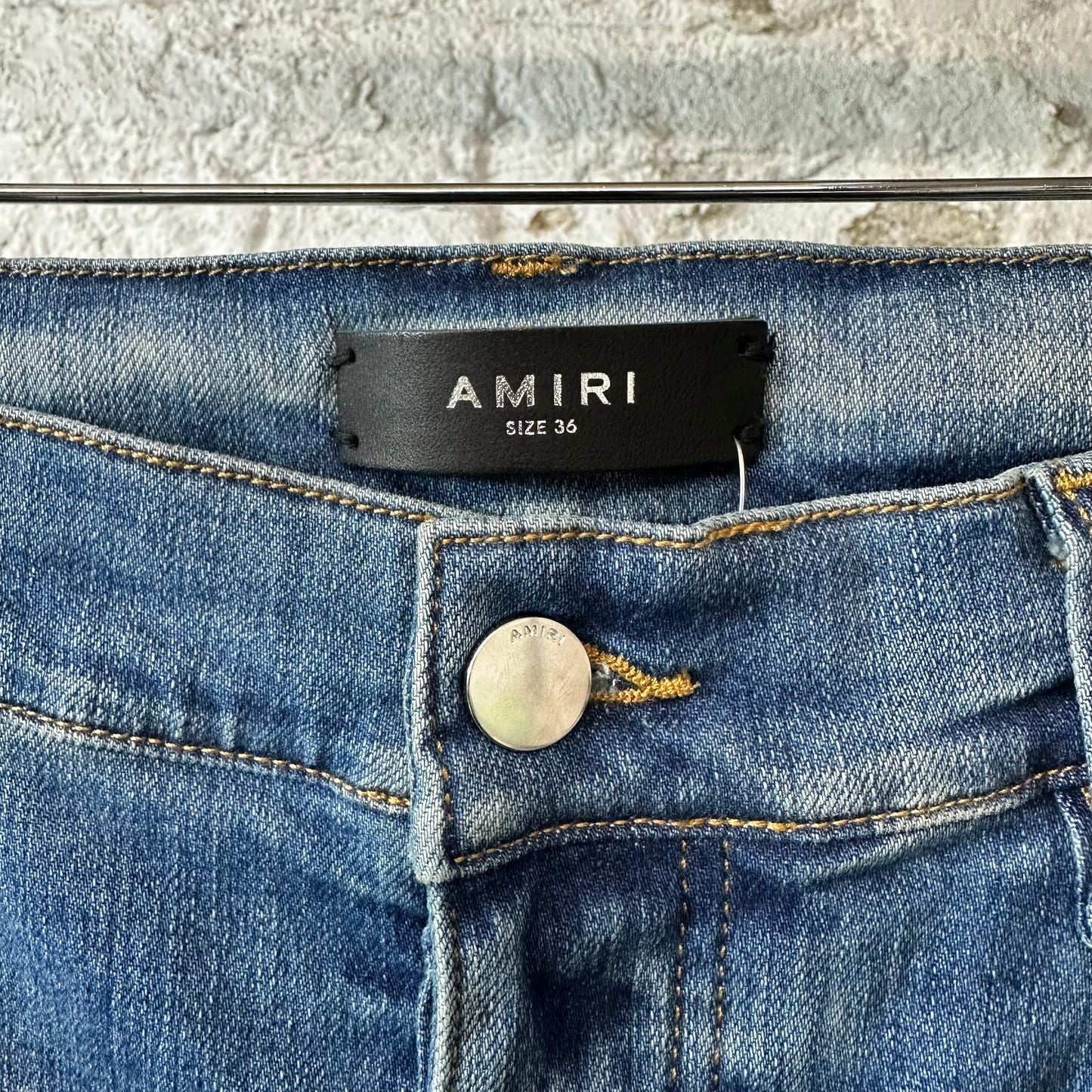 Amiri MX1 Sky Blue Cream Blue Denim Jeans Sz 36