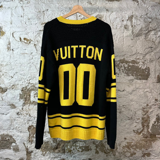 Louis Vuitton Intarsia Football Crewneck Black Yellow Sz M