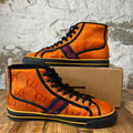 Gucci High Tennis 1977 Orange GG Monogram Nylon Sneaker Sz 9.5