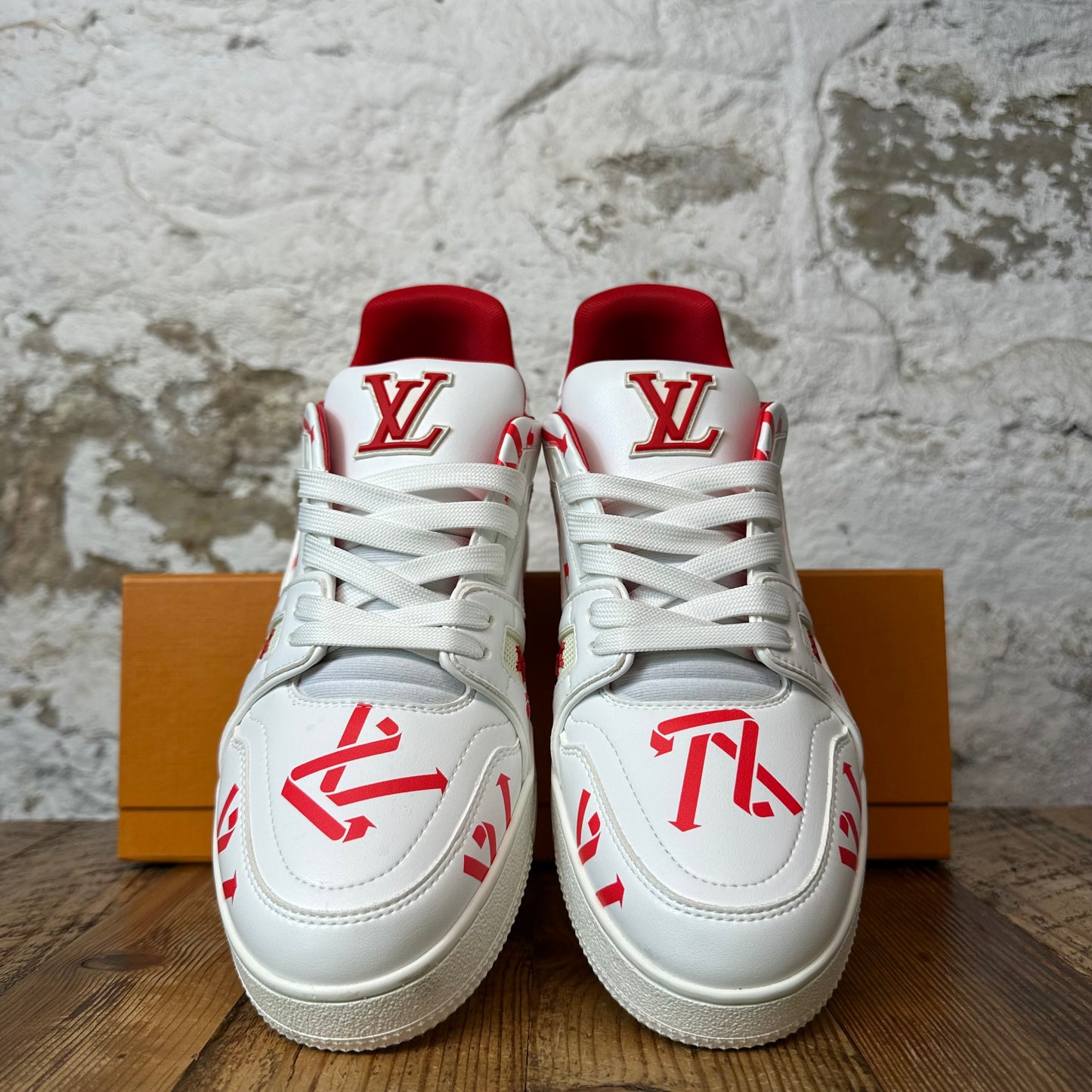 Louis Vuitton Red Letter White Trainer Sneaker Sz 8 (6.5LV)