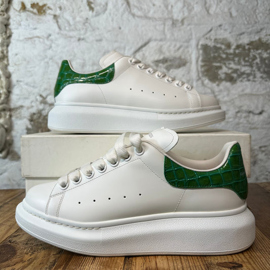 Alexander McQueen Green Croc Tab White Sneaker Sz 7.5 (40.5)