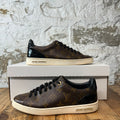 Louis Vuitton Black Patent Brown Monogram Frontrow Sneaker Sz 6 (38)