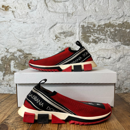 Dolce Gabbana Red White Black Sorrento Sneaker Sz 7 (40)
