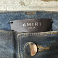 Amiri MX1 Beige Knitted Waxed Blue Denim Jeans Sz 34