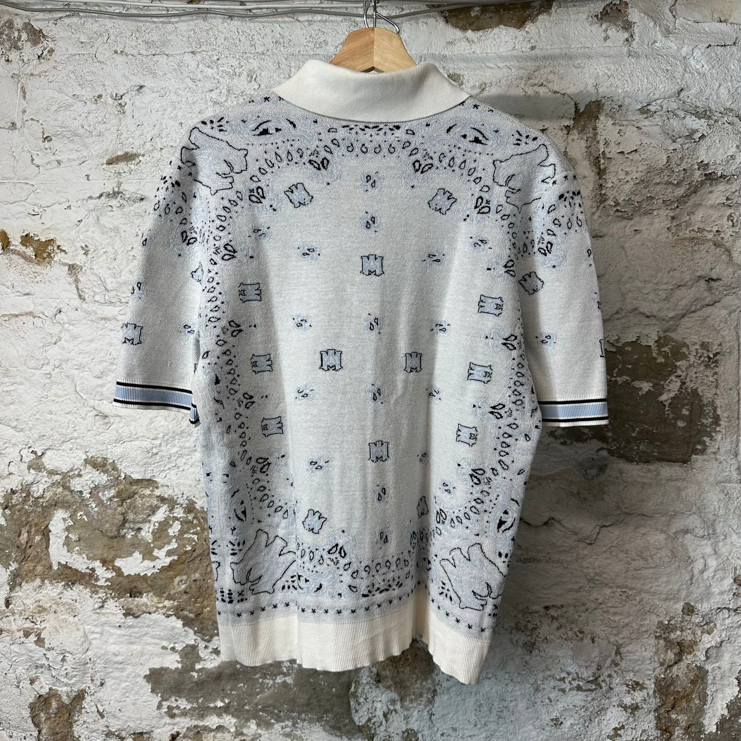 Amiri White Blue Bandana Print Button Up Shirt Sz M