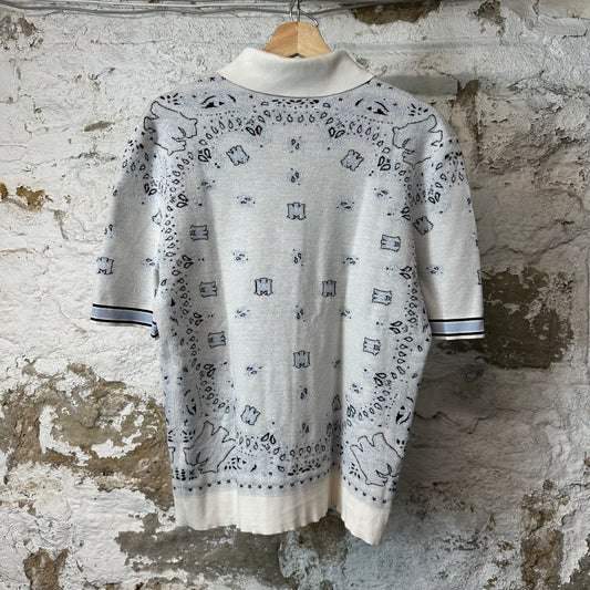Amiri White Blue Bandana Print Button Up Shirt Sz M
