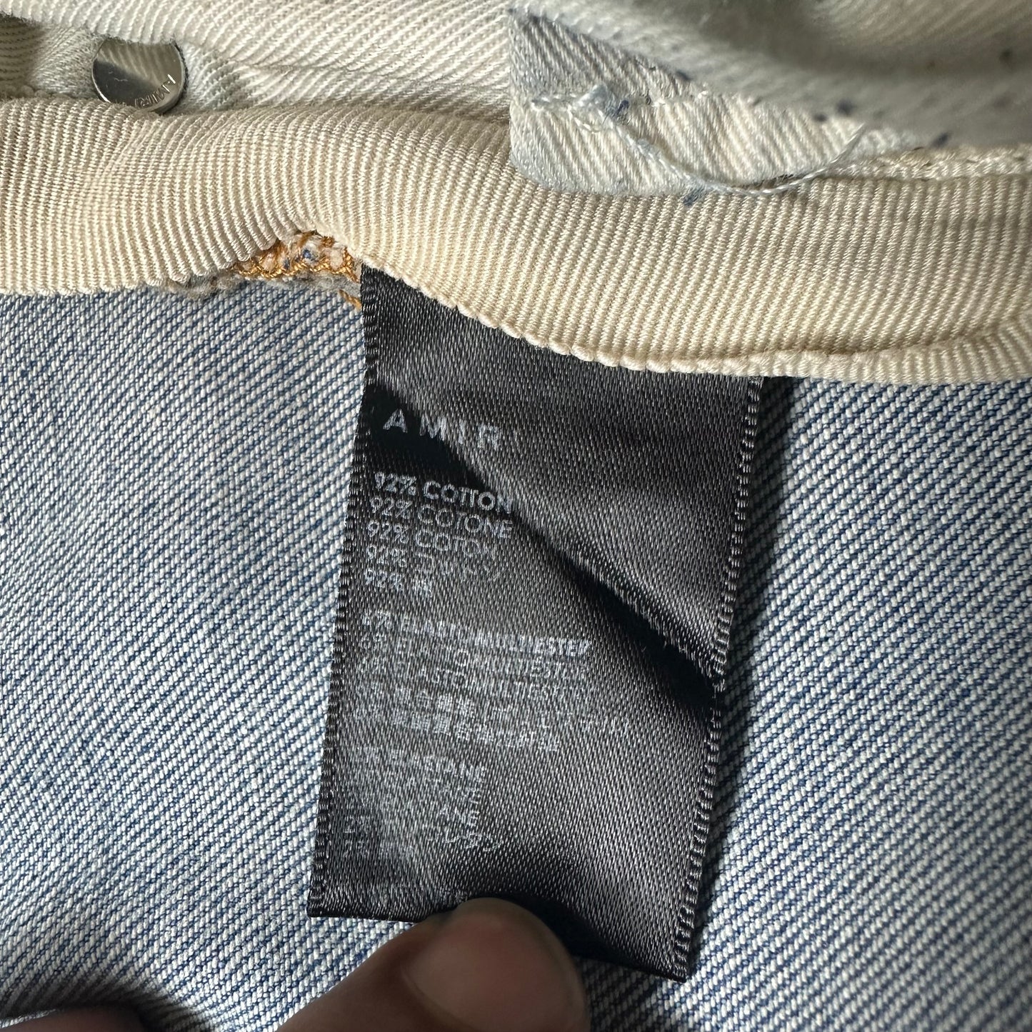 Amiri Purple Suede Core Logo Blue Denim Jeans Sz 34