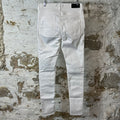 Amiri MX1 White Leather White Denim Jeans Sz 32