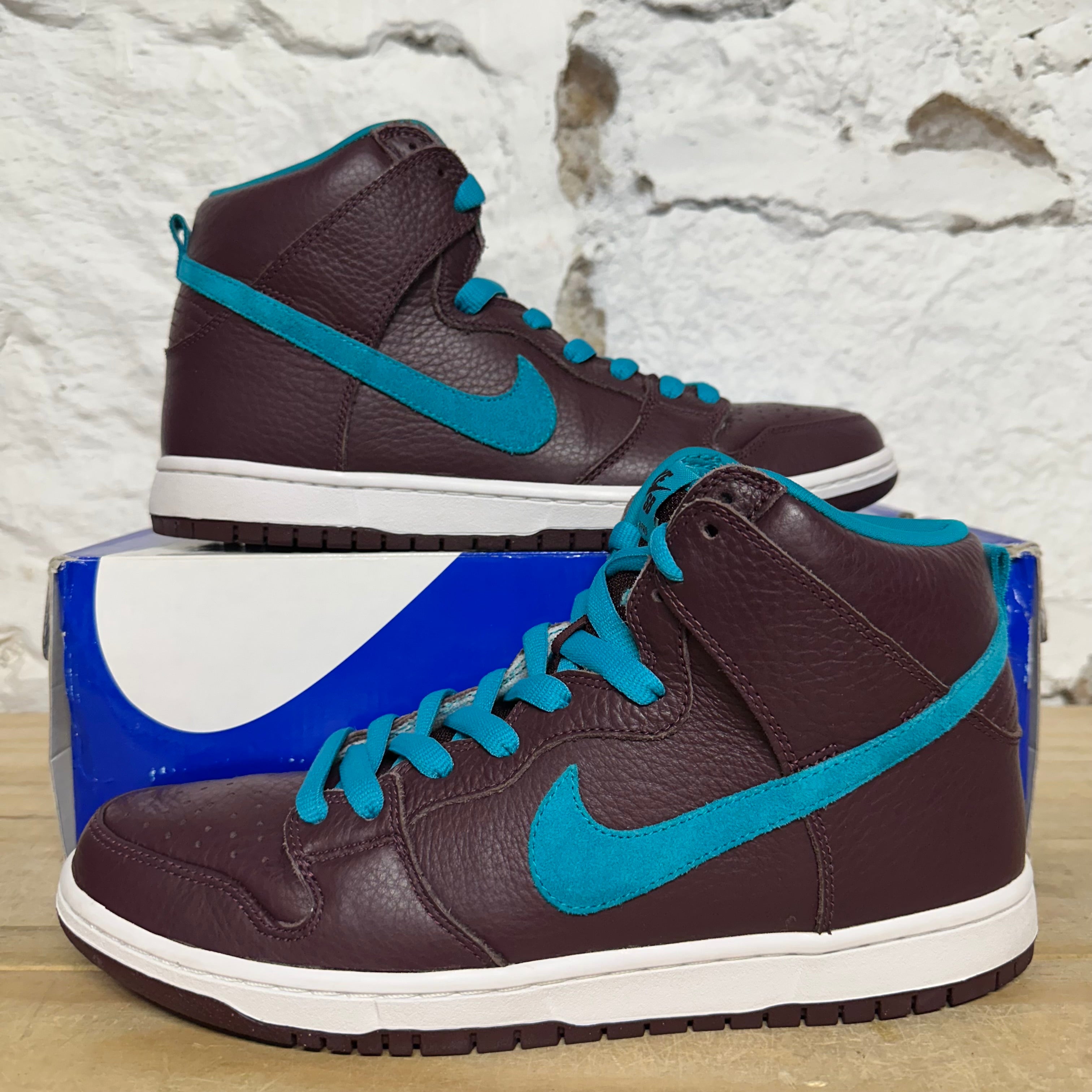 Nike SB Dunk High Deep Burgundy Aquamarine Sz 10.5