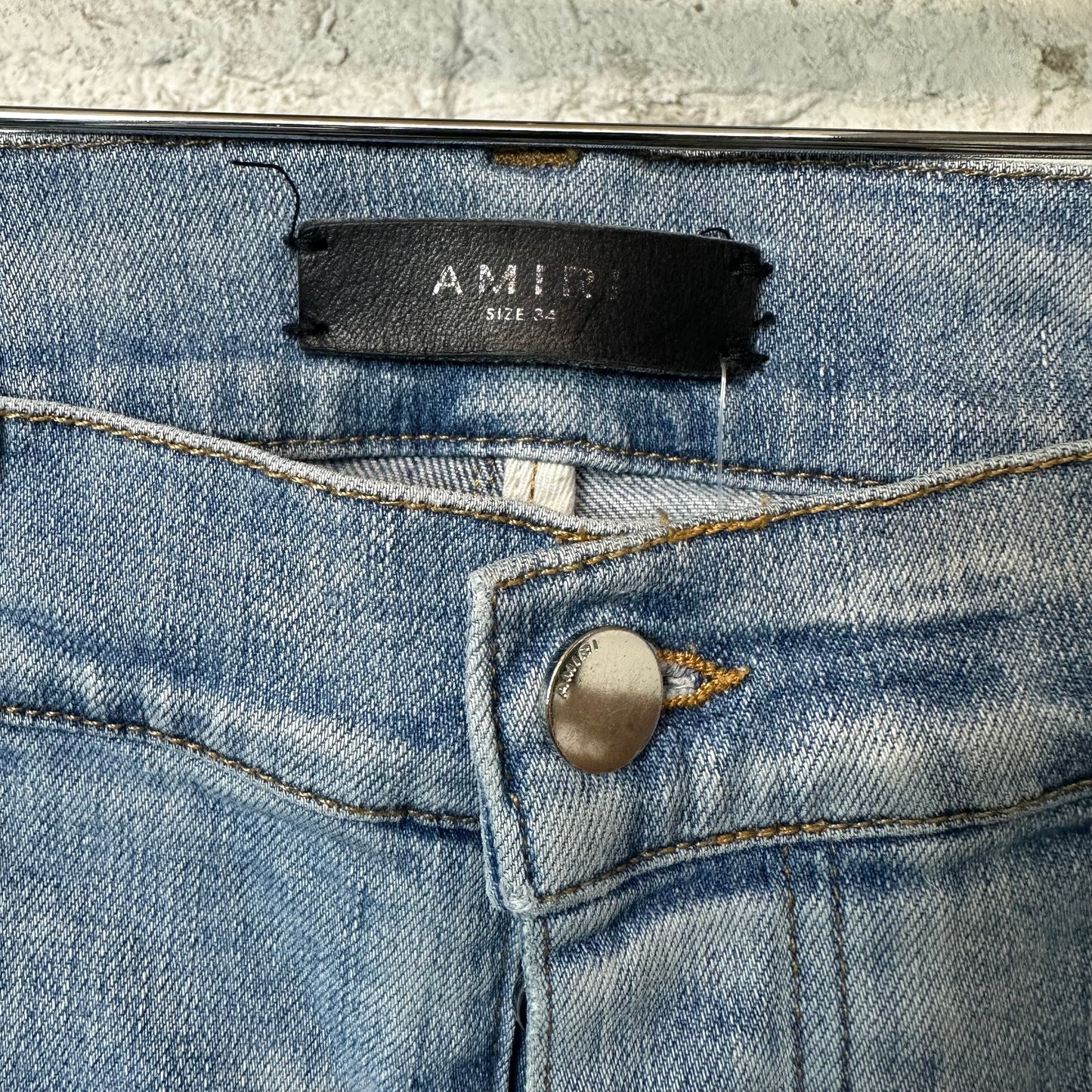 Amiri MX1 Tie Dye Patches Blue Denim Jeans Sz 34