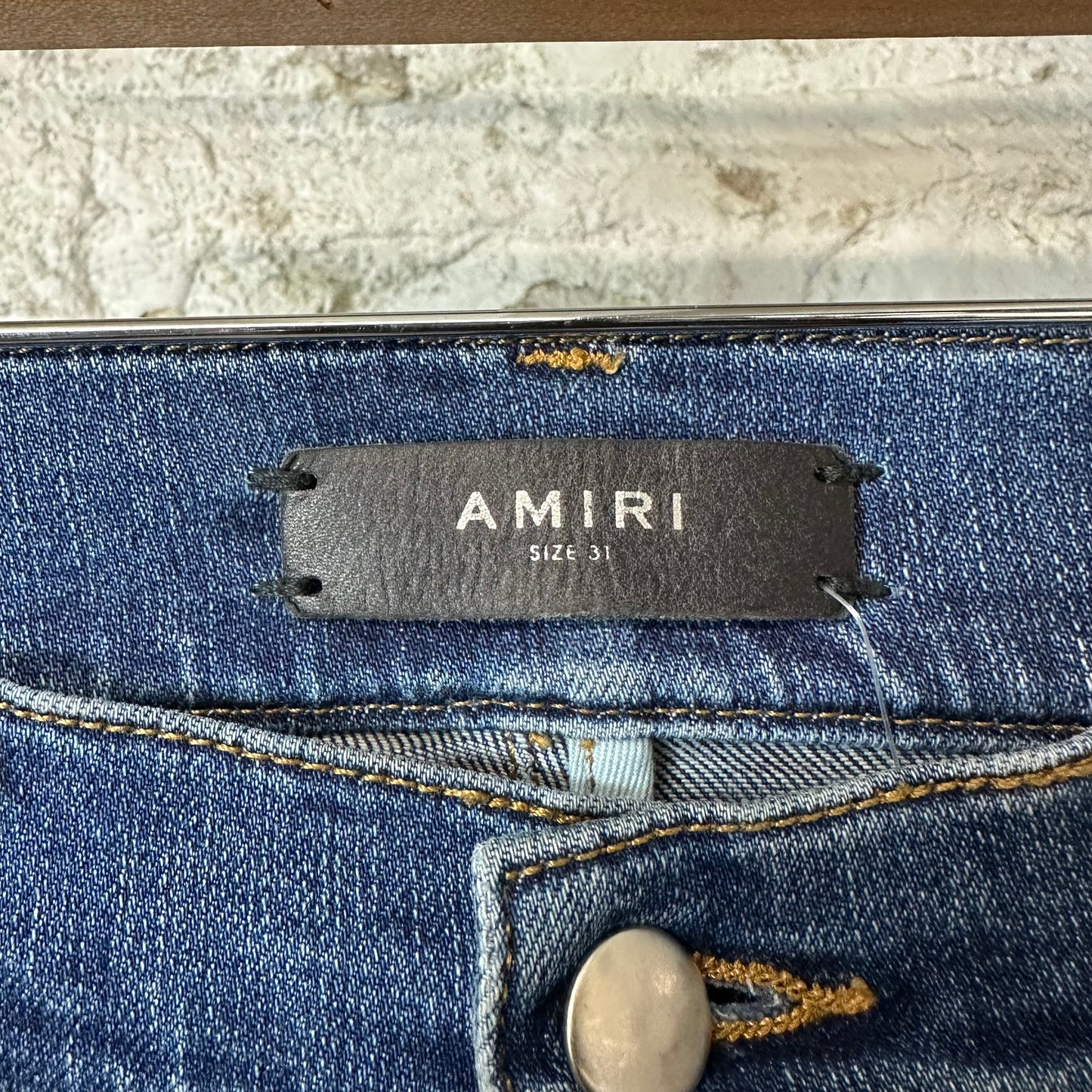 Amiri MX1 Black Suede Dark Blue Denim Jeans Sz 31