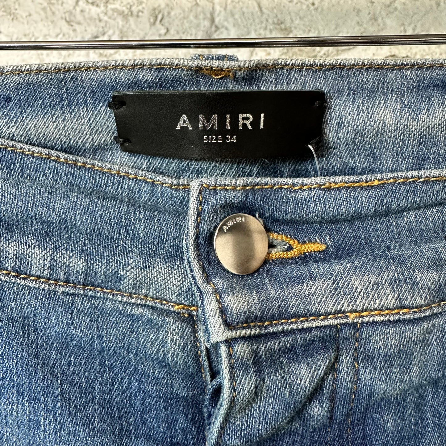 Amiri MX1 Sky Blue Cream Blue Denim Jeans Sz 34