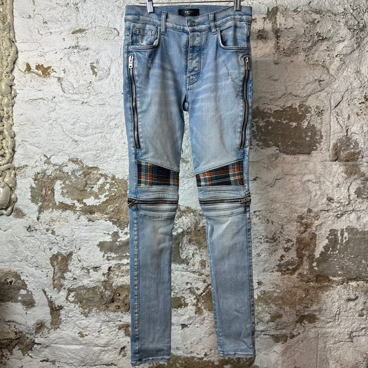 Amiri MX2 Multicolor Flannel Blue Denim Jeans Sz 29