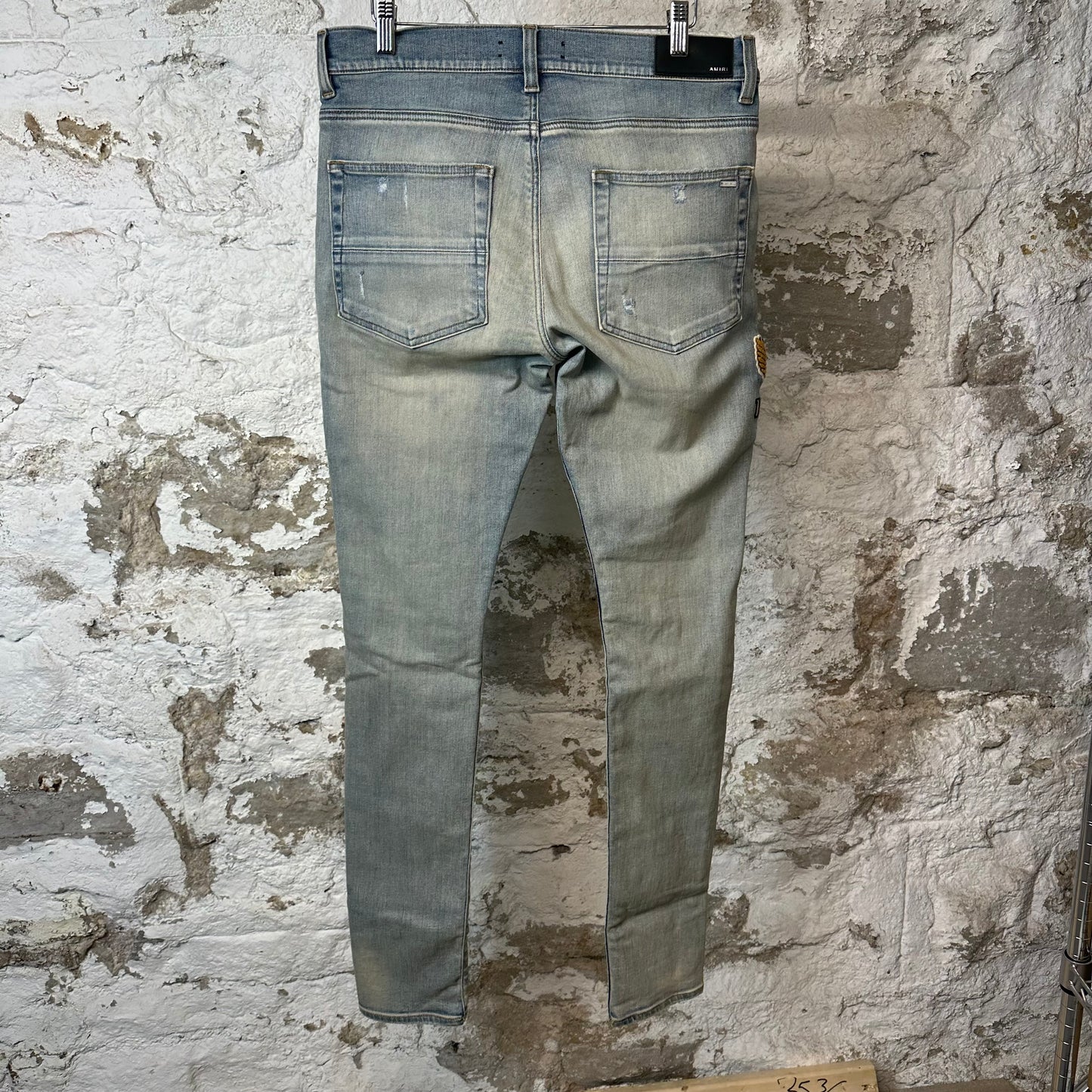 Amiri Varsity Eagle Patch Blue Denim Jeans Sz 31