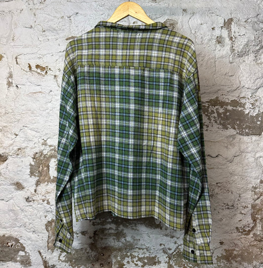 Vale Green Plaid Rhinestone Button Up Flannel Sz XL