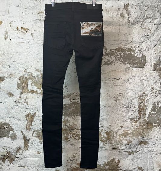 Amiri Art Patch Black Denim Jeans Sz 30