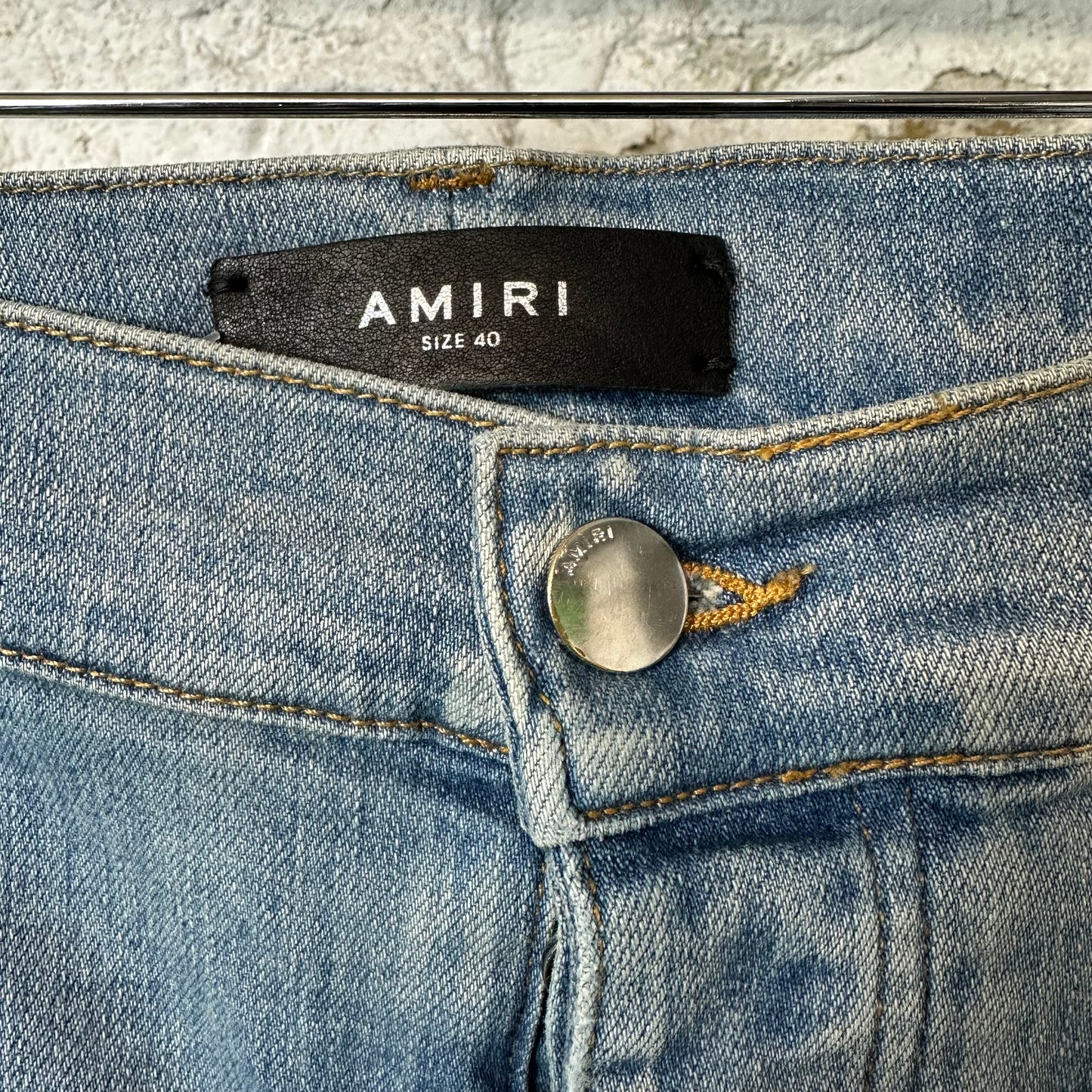 Amiri Varsity 22 Logo Blue Denim Jeans Sz 40