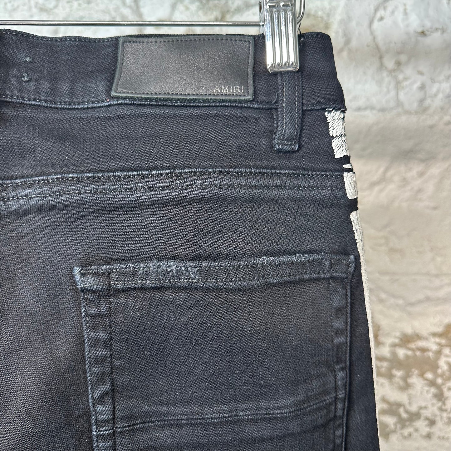 Amiri White Stripe Black Denim Jeans Sz 31
