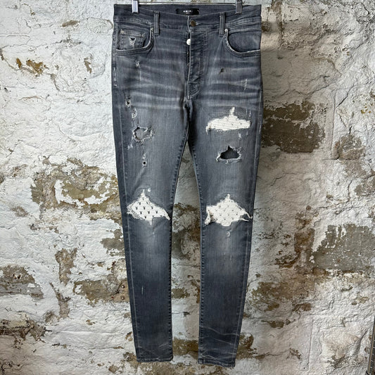 Amiri MX1 White Playboy Grey Denim Jeans Sz 31