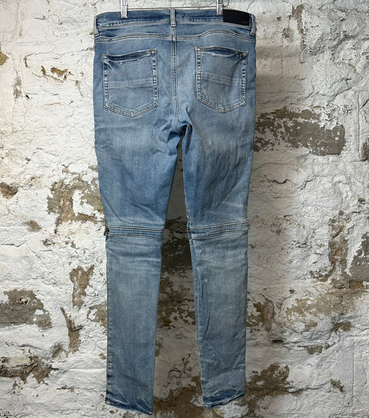 Amiri MX2 Brown Paisley Blue Denim Jeans Sz 38