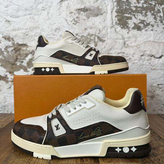 Louis Vuitton Brown Damier Cream Trainer Sneaker Sz 8.5 (7LV)