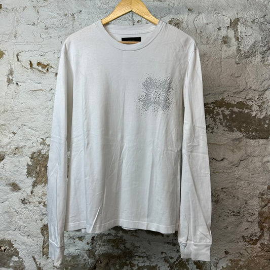 Amiri Crystal AM Logo L/s White Sz M (Stained)