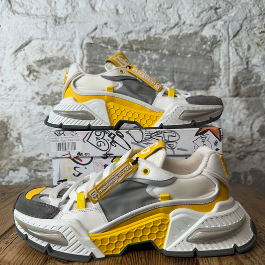 Dolce Gabbana White Grey Yellow Air Master Sneaker Sz 10 (43)