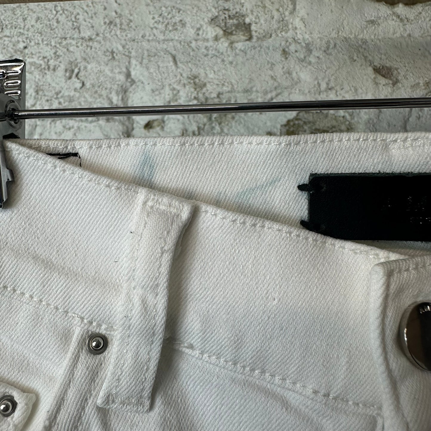 Amiri MX1 White Leather White Denim Jeans Sz 30