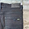 Amiri MX1 Black Leather Black Denim Jeans Sz 29
