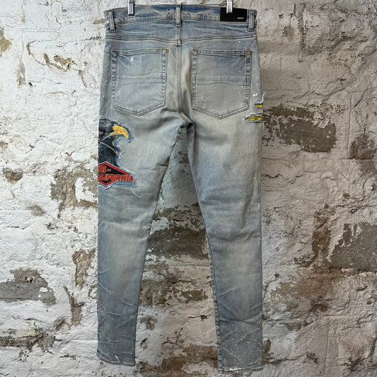 Amiri California Eagle Blue Denim Jeans Sz 34