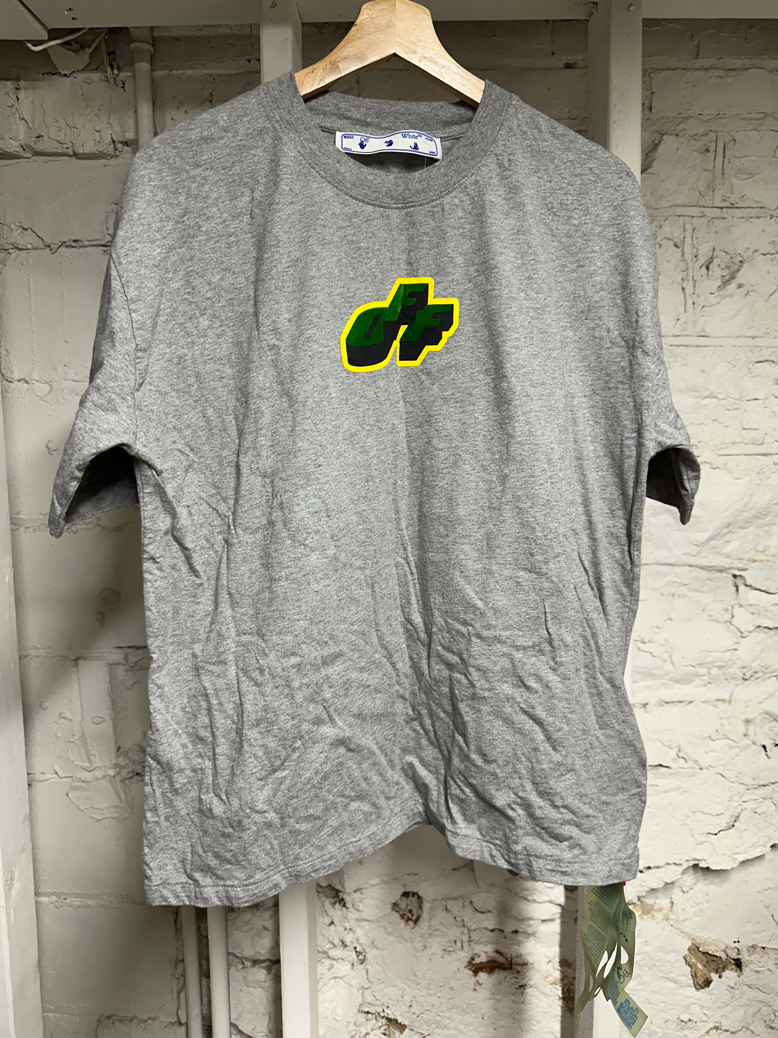 Off-White Grey Felt Logo T-Shirt Sz M