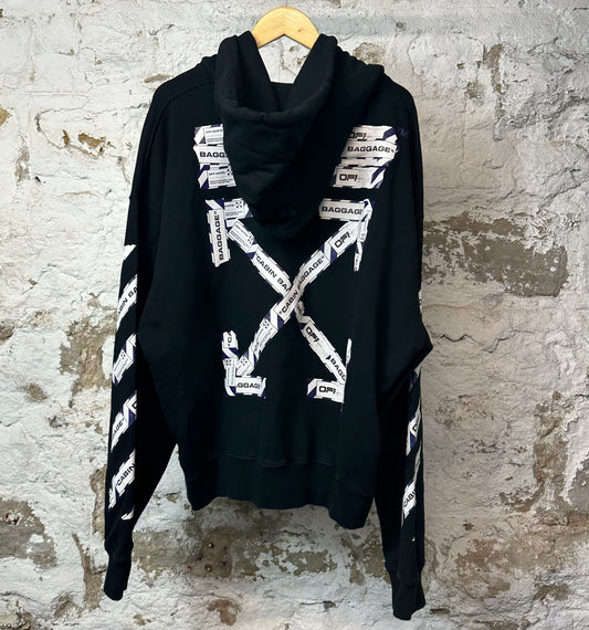 Off White Cabin Baggage Hoodie Black Sz XXL
