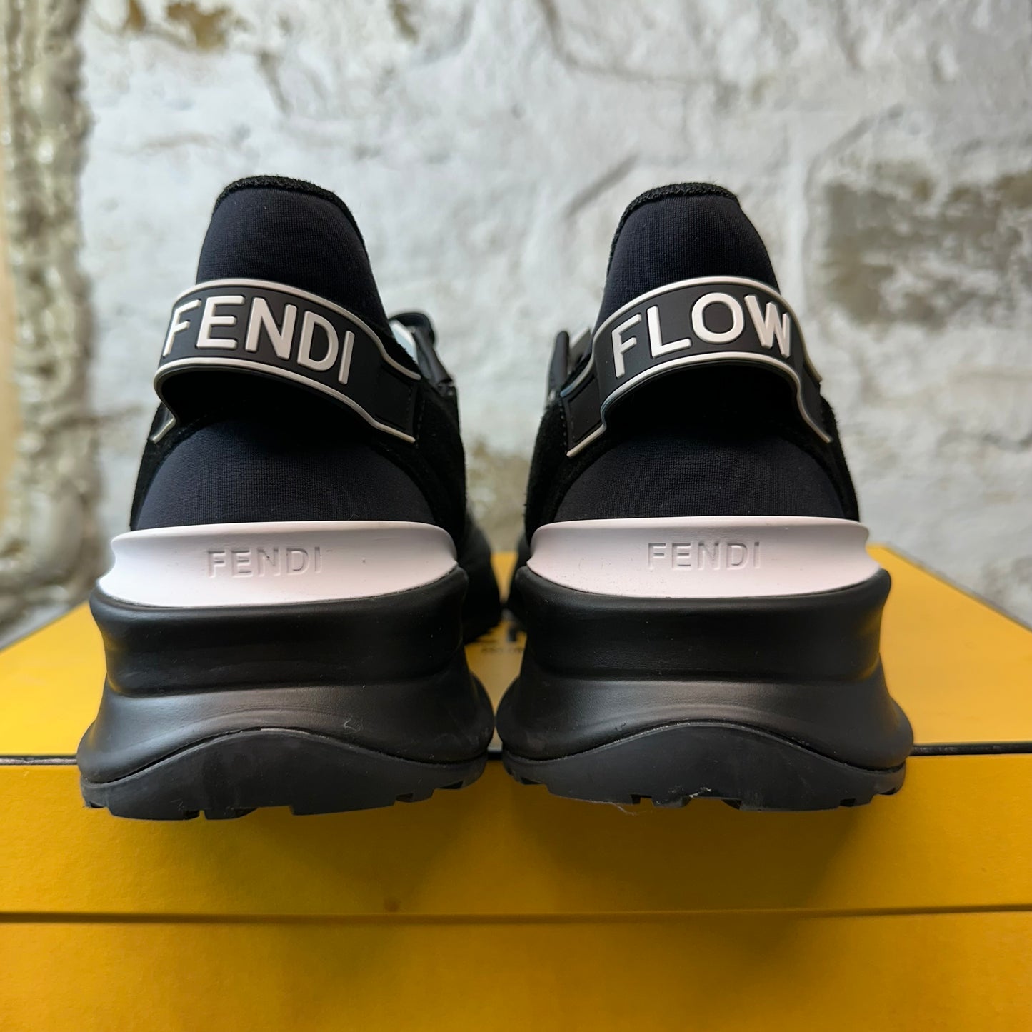 Fendi Flow Black White Slip On Sneaker Sz 9