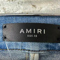 Amiri MX1 Cream Woven Core Logo Blue Denim Jeans Sz 33
