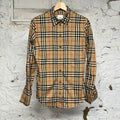 Burberry Beige Plaid Button Up Long Sleeve Shirt Sz 4 Womens