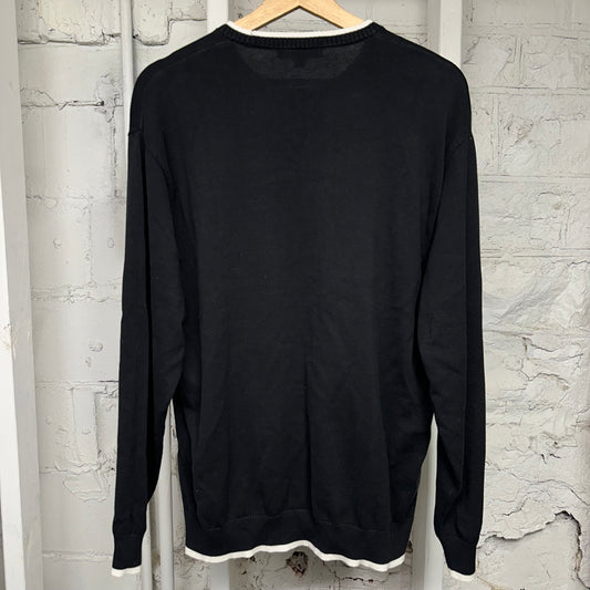 Supreme Chest Spellout Black Sweater Sz XL