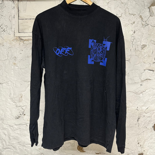 Off White Wizard Black Blue L/S T-Shirt Sz S