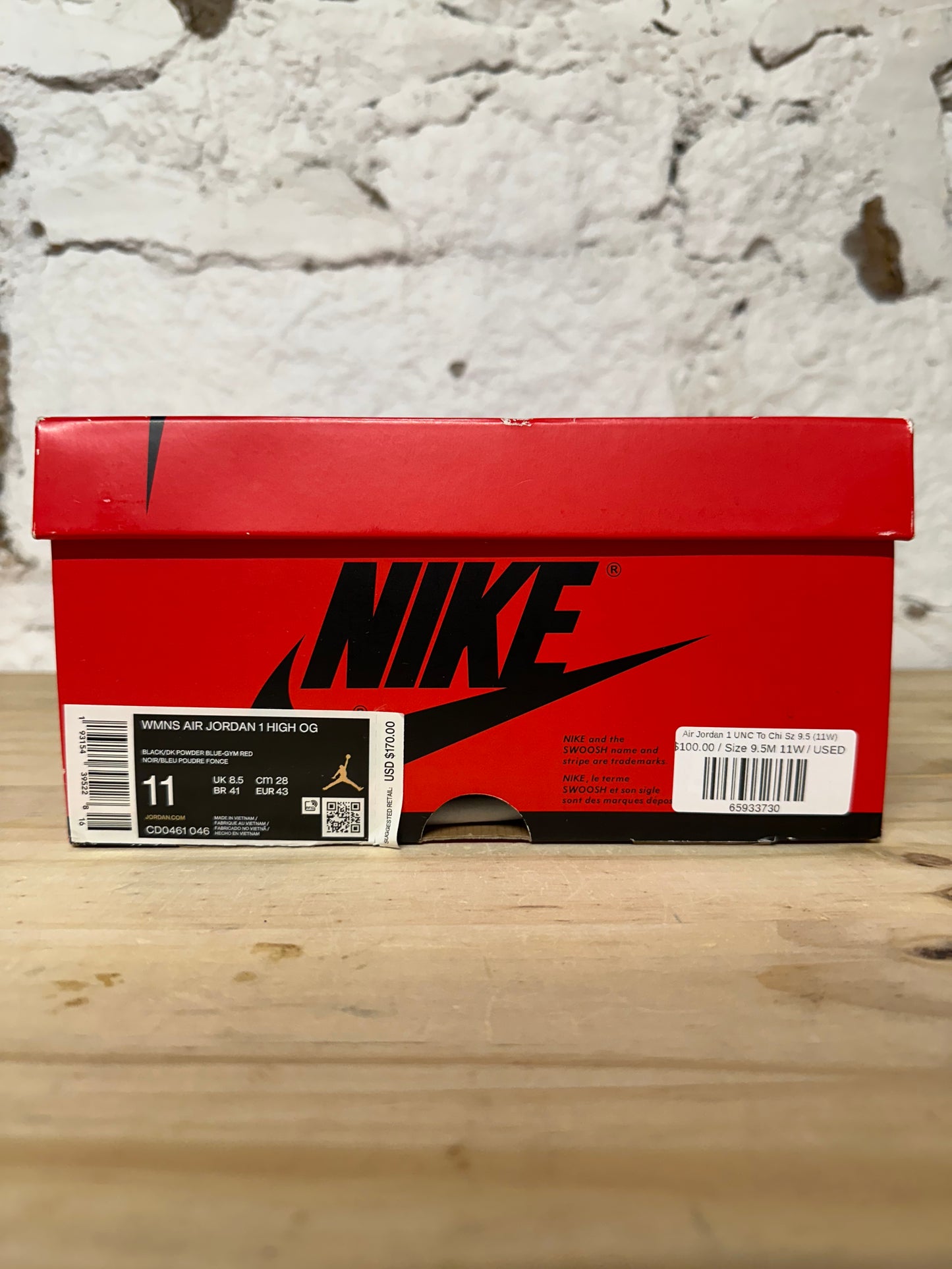 Air Jordan 1 UNC To Chi Sz 9.5 (11W)