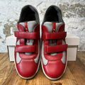 Prada Americas Cup Vintage Red Leather Strap Grey Sneaker Sz 8