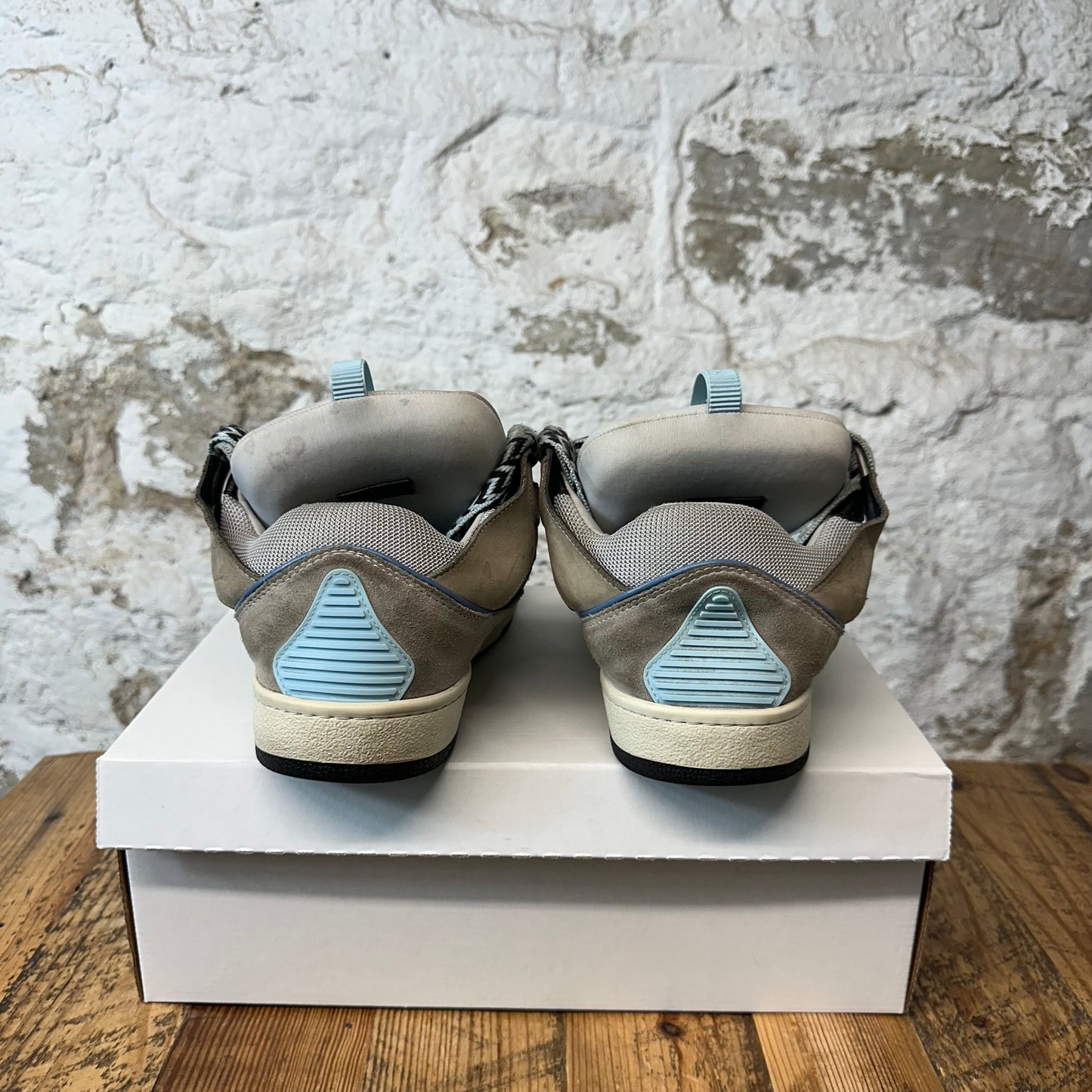 Lanvin Curb Black Blue Lace Grey Sneaker Sz 9 (42)