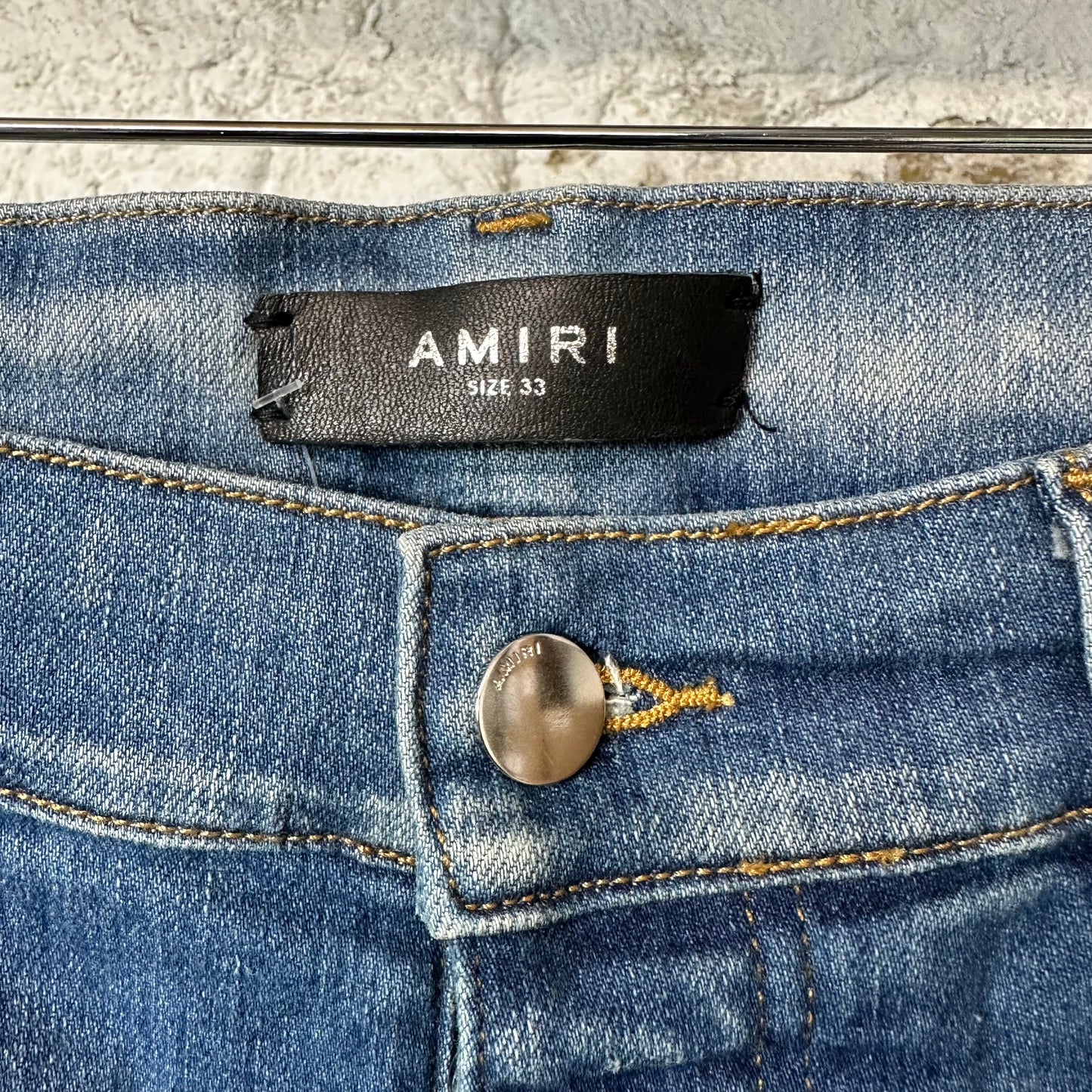Amiri Plain Blue Honeycomb Denim Jeans Sz 33